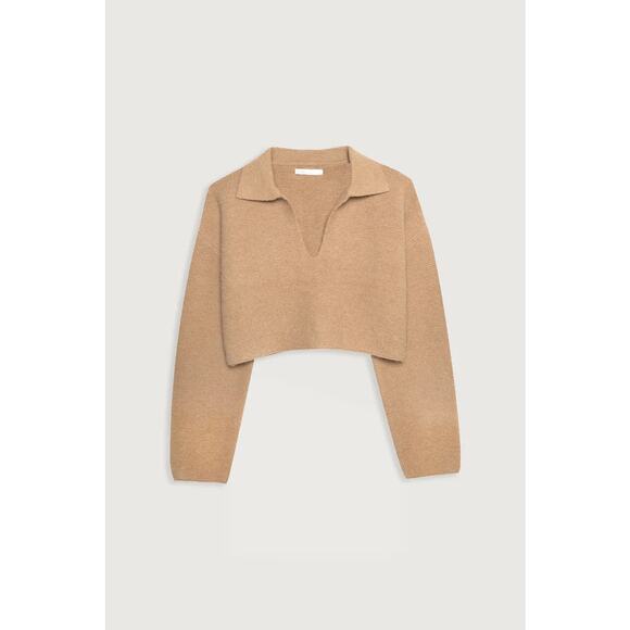 OAK + FORT Collared V Neck Cropped Sweater - Picture 3 of 7